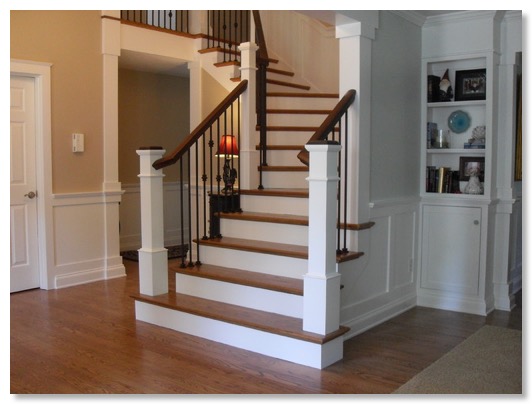 double open stairsase with square posts